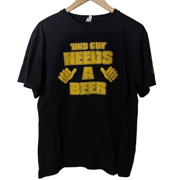 Vintage This Guy Needs A Beer T Shirt Graphic Print Unisex Medium RV Resorts - Picture 1 of 6